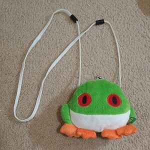 Wild Republic Green Frog Plush Kiss Lock Crossbody Bag